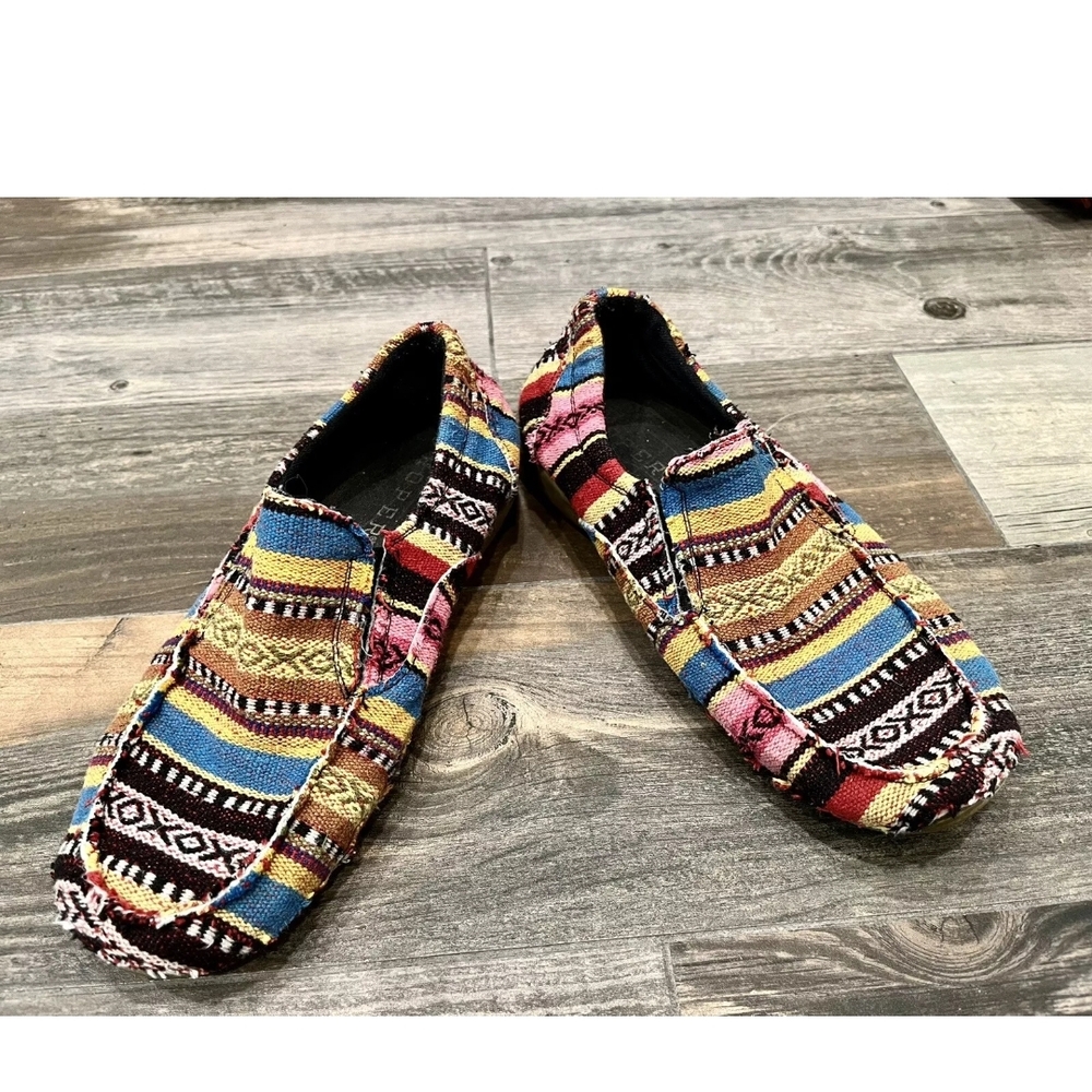 ROPER Women's Liza Canvas Southwest Slip On Shoes Casual Moccasin Size 10
